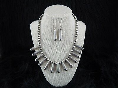 Navajo Sterling Silver Necklace & Earring Set - Geraldine Yazzie - High Lonesome Trading