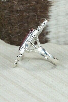 Spiny Oyster & Sterling Silver Ring - Daniel Benally - Size 9