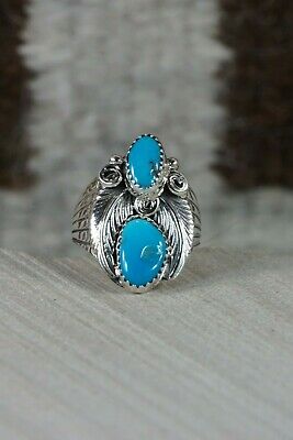 Navajo Turquoise and Sterling Silver Ring - Jeanette Saunders - Size 8.5 - High Lonesome Trading