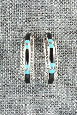Turquoise, Jet & Sterling Silver Earrings - Gina Dosedo