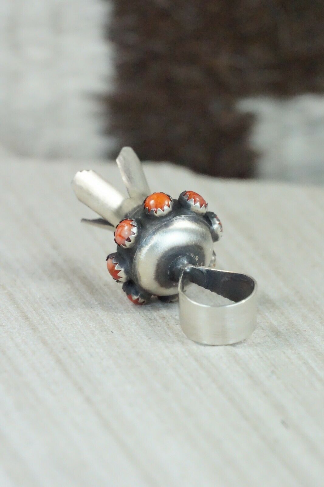 Spiny Oyster & Sterling Silver Blossom Pendant - Monica Smith - High Lonesome Trading