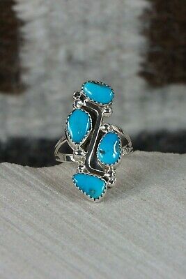 Navajo 4 Stone Turquoise and Sterling Silver Ring - Roberta Begay - Size 9.5 - High Lonesome Trading