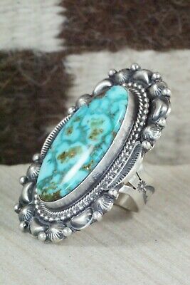 Turquoise & Sterling Silver Ring - Tom Lewis - Size 8.5