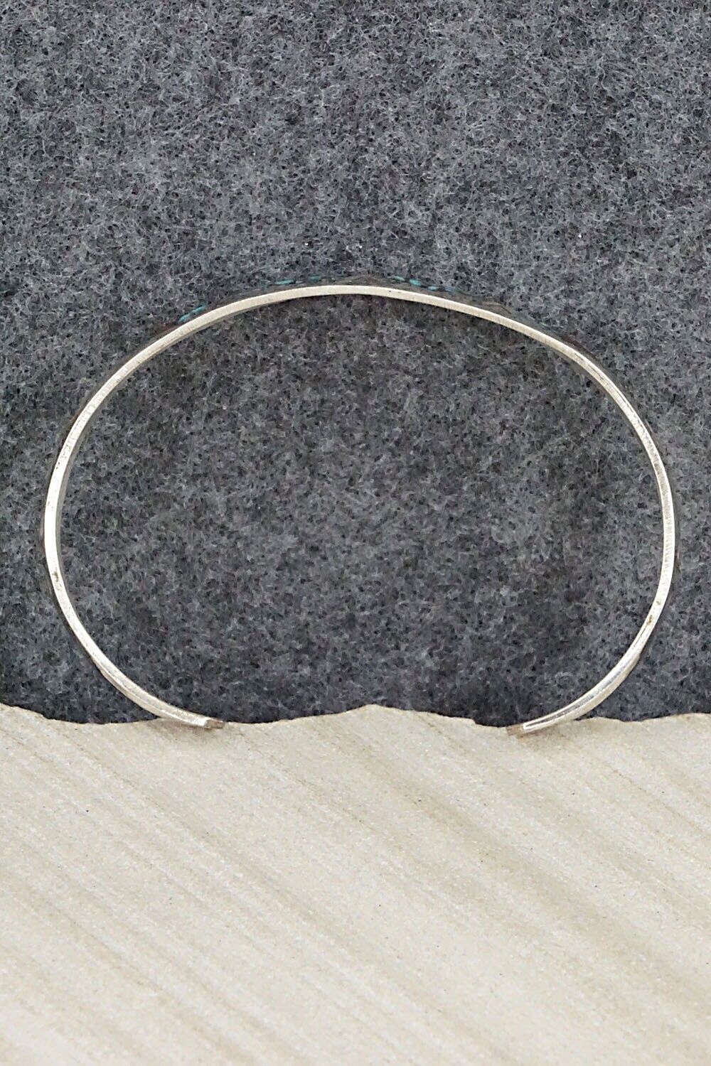 Turquoise, Coral Chip Inlay & Sterling Silver Bracelet - Jolene Yazzie