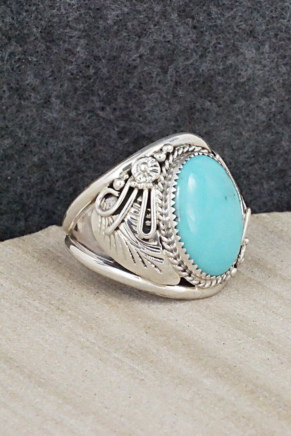 Turquoise & Sterling Silver Ring - Leonard Spencer - Size 11.75