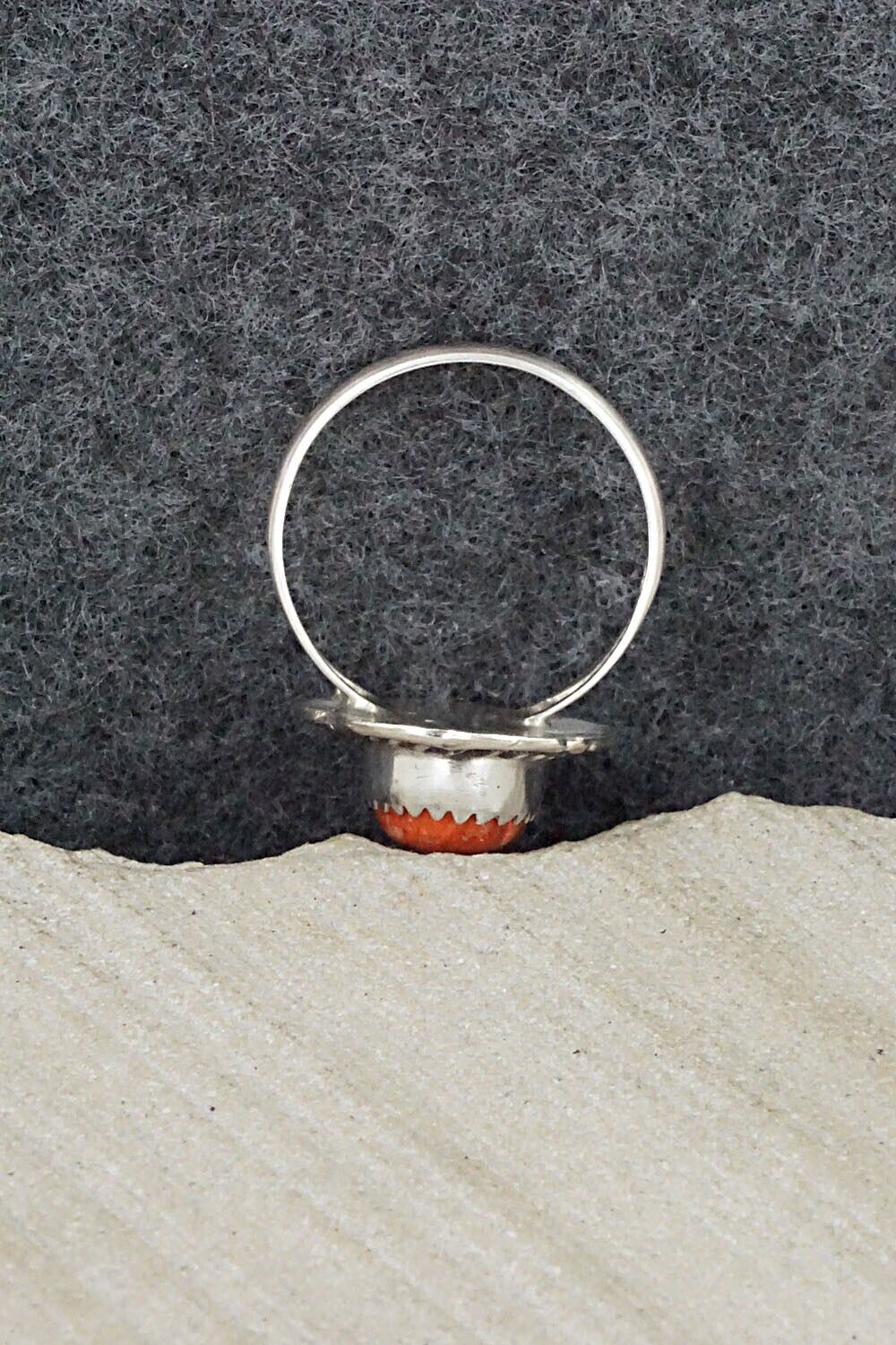 Spiny Oyster & Sterling Silver Ring - Freda Martinez - Size 7