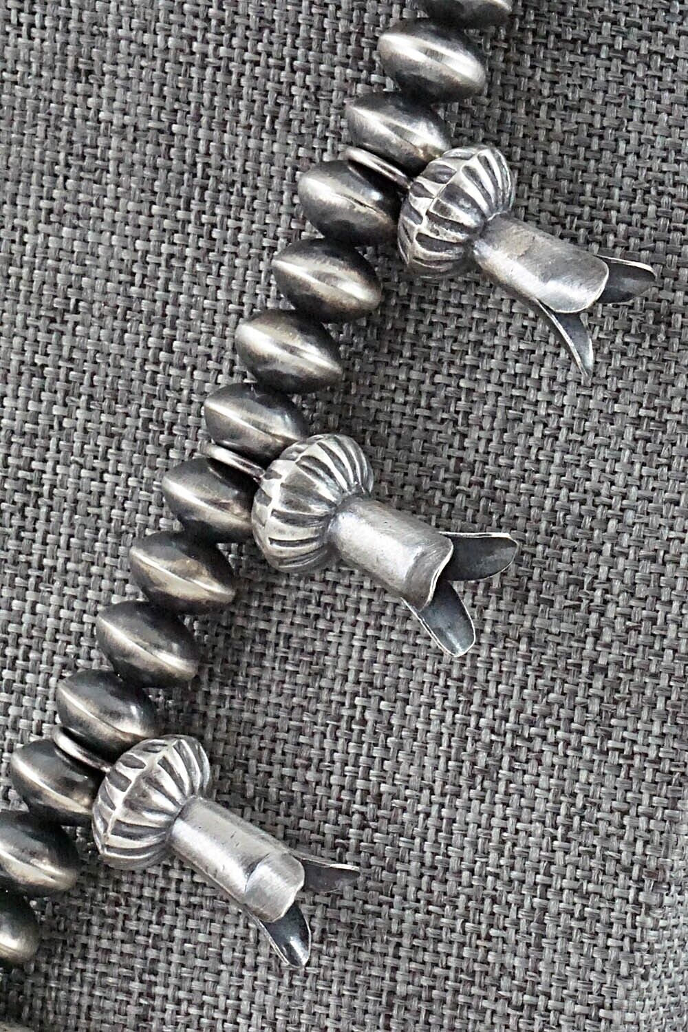 Sterling Silver Navajo Pearl Squash Blossom Necklace - Presley Haley