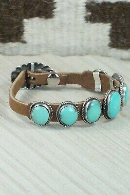 7 Stone Turquoise, Sterling Silver and Leather Bracelet - Danny Martinez - High Lonesome Trading