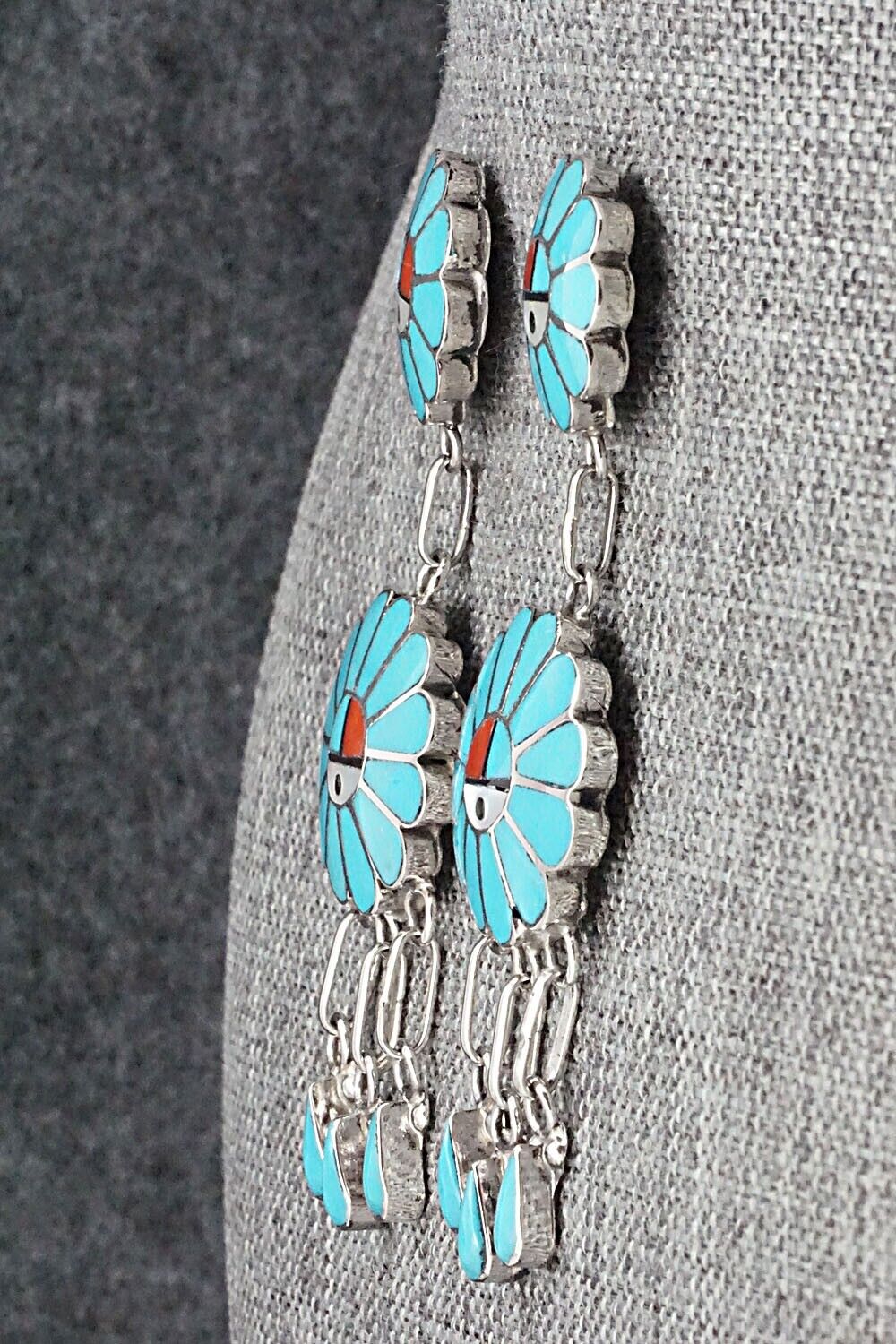Multi Stone & Sterling Silver Inlay Earrings - Burdian Soseeah