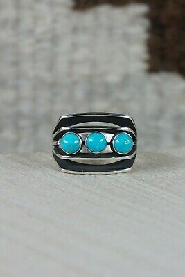 Navajo Turquoise and Sterling Silver Ring - James Bahe - Size 6.75 - High Lonesome Trading