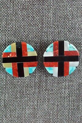 Multi Stone Inlay & Sterling Silver Earrings - Chaslyn Crespin