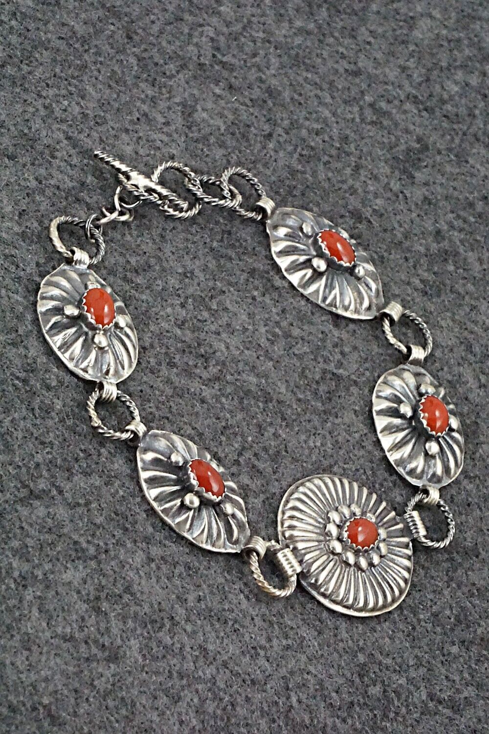 Coral and Sterling Silver Bracelet - Andrew Gordon