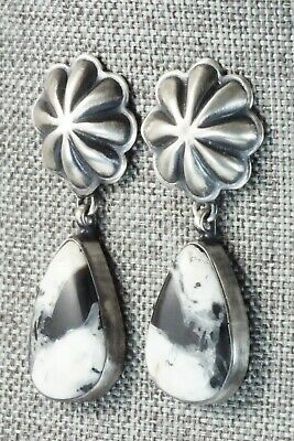 White Buffalo & Sterling Silver Earrings - Lyle Piaso