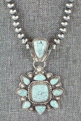 Turquoise and Sterling Silver Pendant & Necklace - Tom Lewis