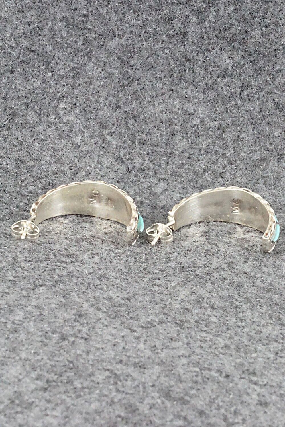 Turquoise & Sterling Silver Hoop Earrings - Malcolm Chavez