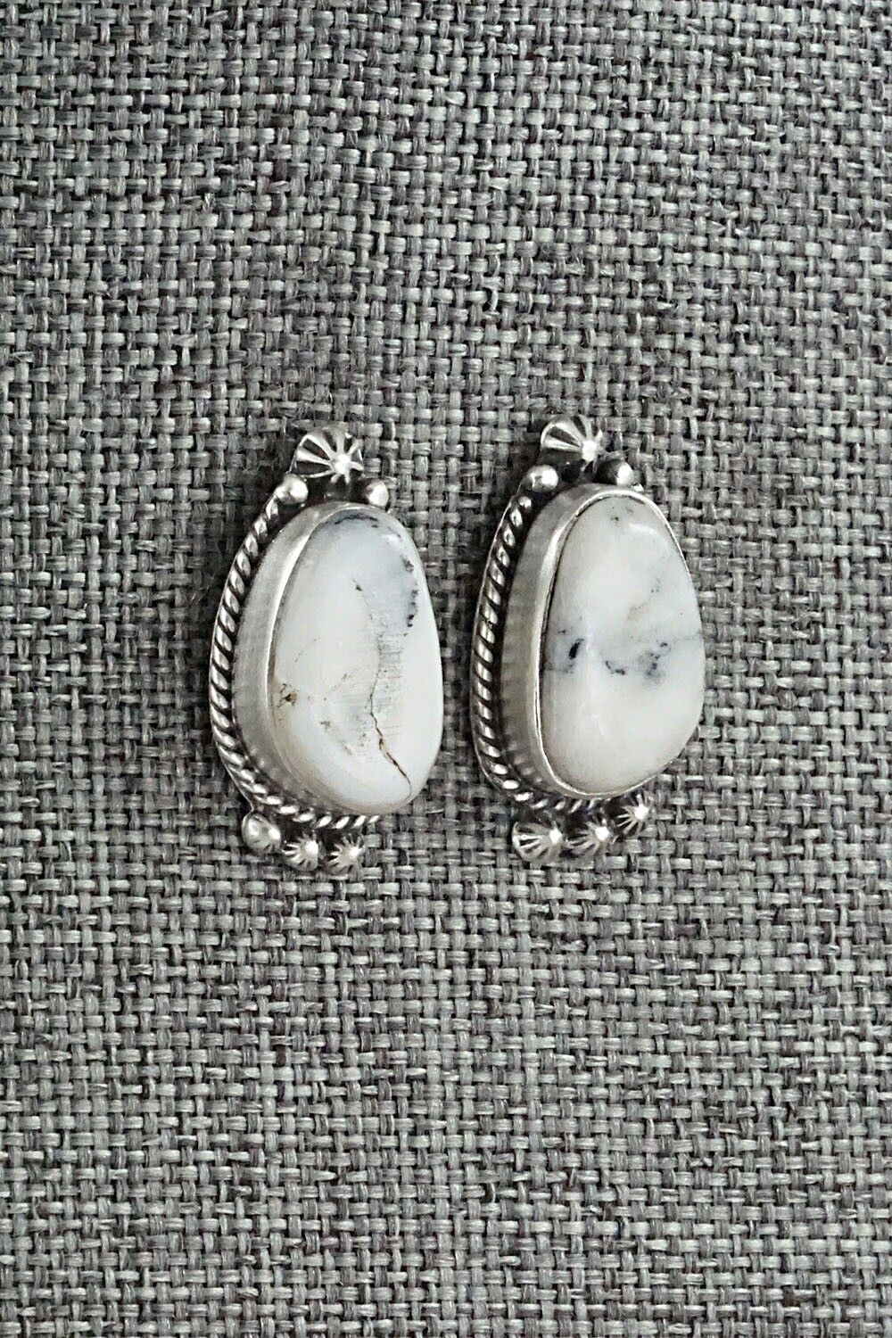 White Buffalo & Sterling Silver Earrings - Sheena Jack
