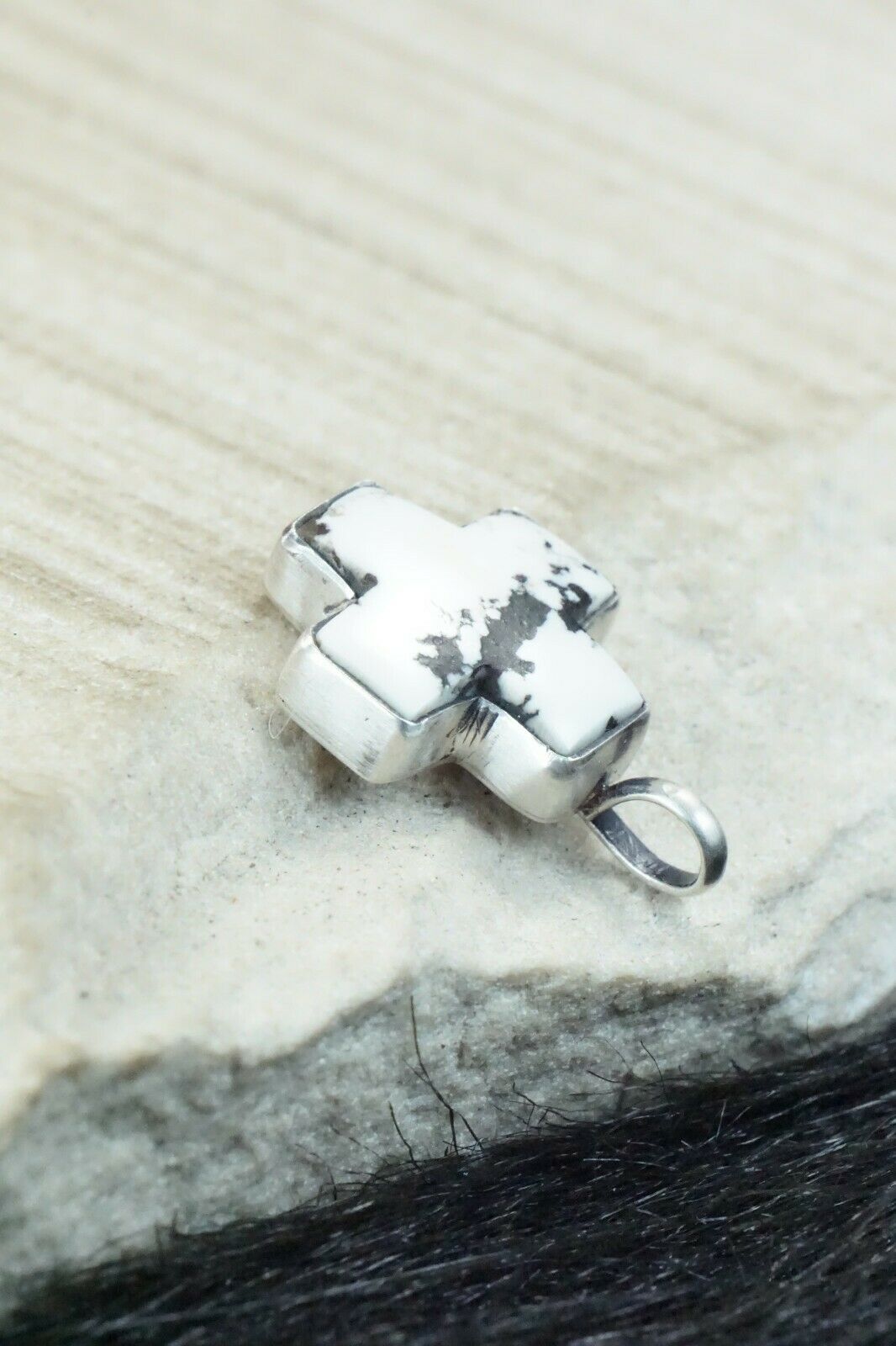 White Buffalo & Sterling Silver Cross Pendant - Diane Wylie