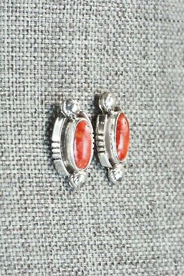 Spiny Oyster & Sterling Silver Earrings - Navajo