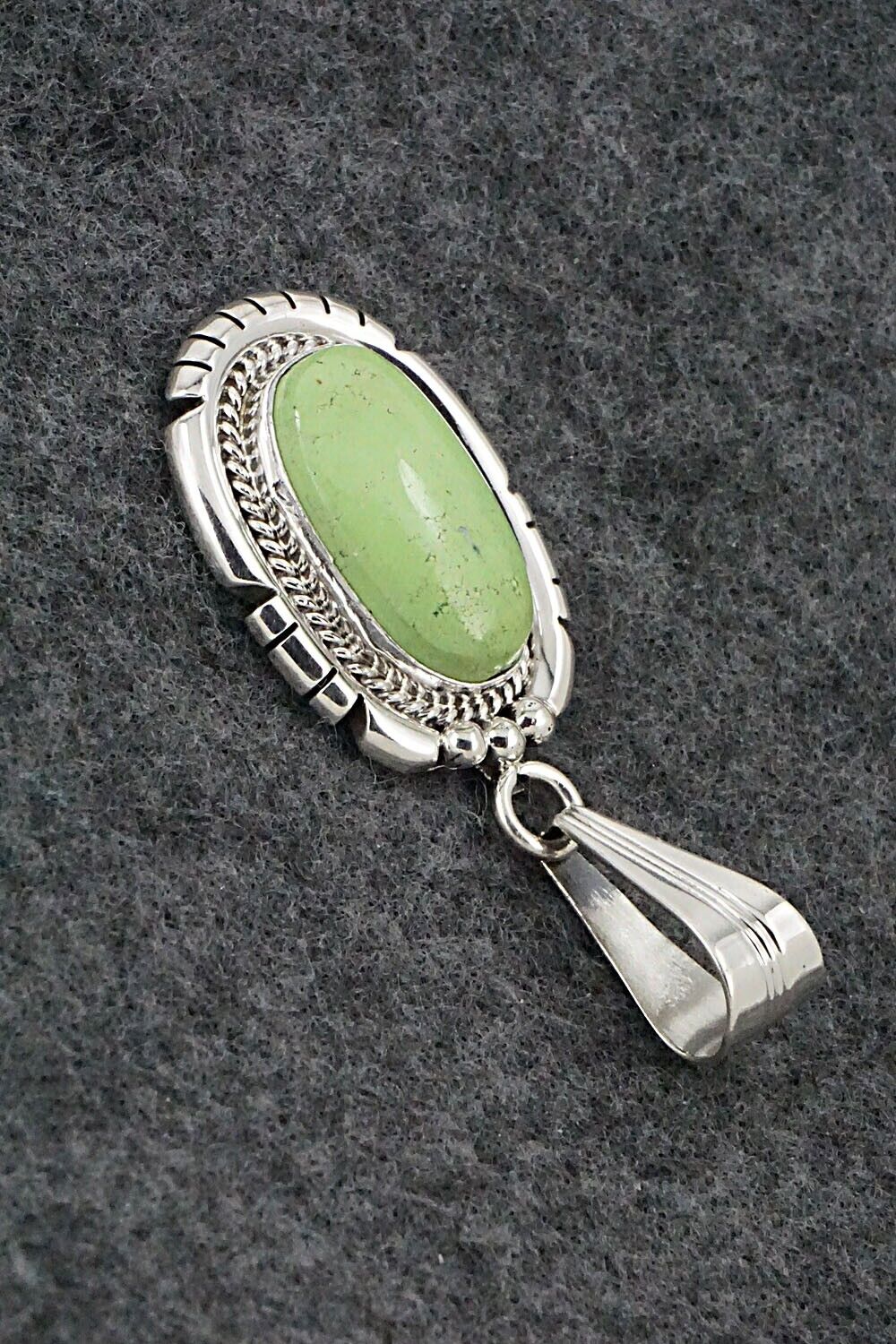 Gaspeite & Sterling Silver Pendant - Samuel Yellowhair