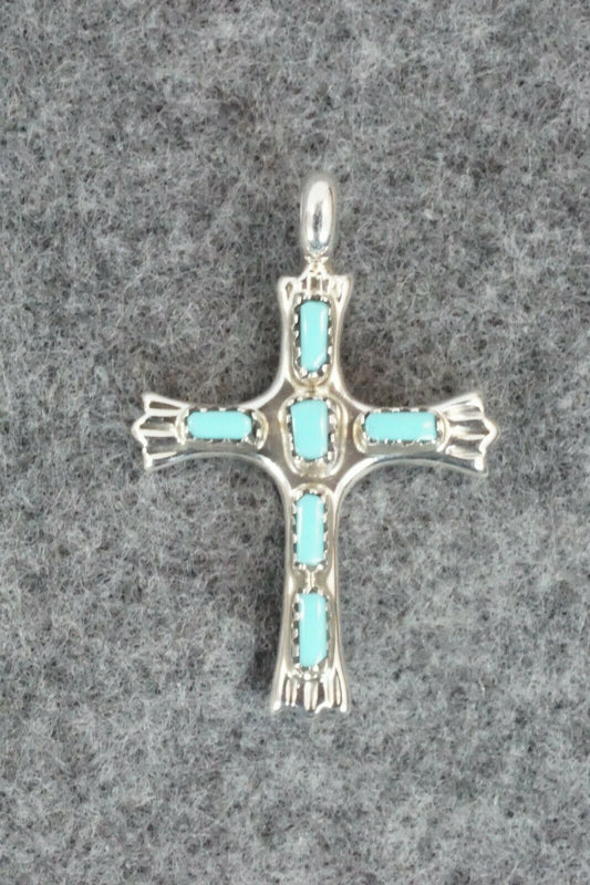 Turquoise & Sterling Silver Pendant - Lupe Leekity
