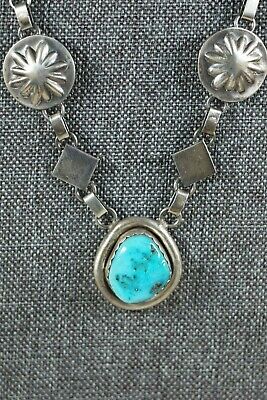 Navajo Turquoise and Sterling Silver Necklace - Sheila Tso - High Lonesome Trading