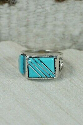 Turquoise & Sterling Silver Ring - Leslie & Gladys Lamy - Size 10.25