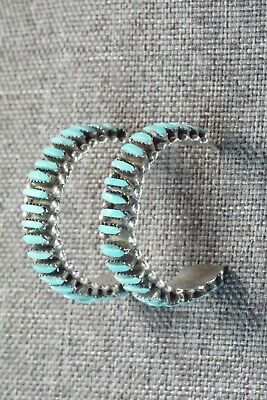 Turquoise & Sterling Silver Earrings - George Peina - High Lonesome Trading