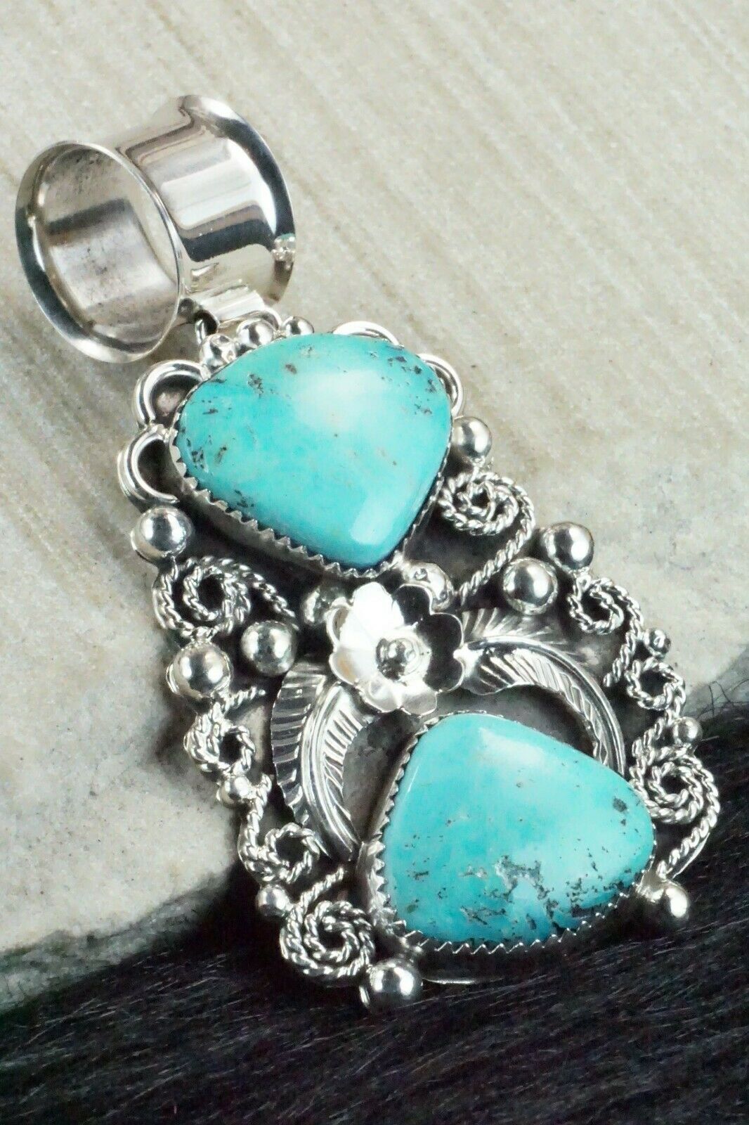 Turquoise and Sterling Silver Pendant - Shirley Largo