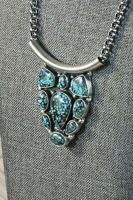 Navajo Turquoise & Sterling Silver Necklace - Raymond Delgarito - High Lonesome Trading