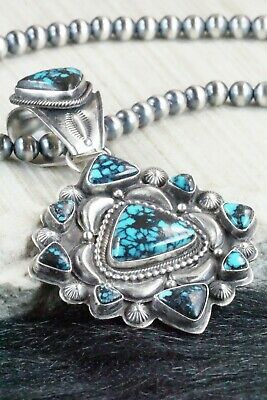 Turquoise and Sterling Silver Pendant & Necklace - Tom Lewis - High Lonesome Trading
