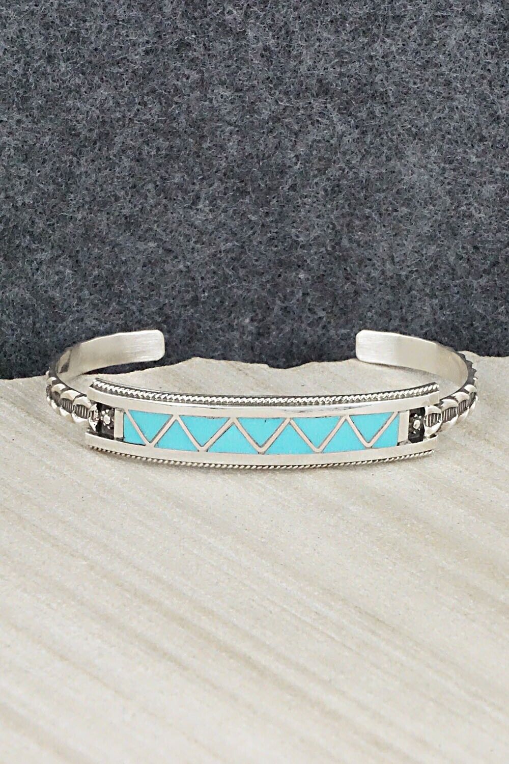 Turquoise & Sterling Silver Inlay Bracelet - Claudine Haloo