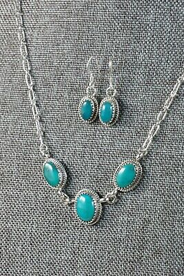 Navajo Turquoise & Sterling Silver Necklace and Earrings Set - Mark Barney