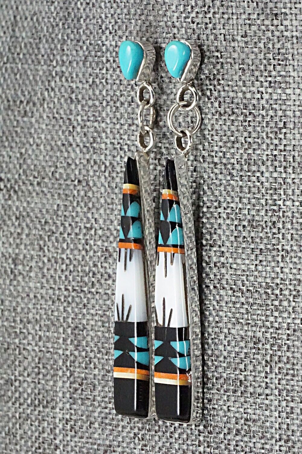 Multi Stone Inlay & Sterling Silver Earrings - Fernando Lemintino