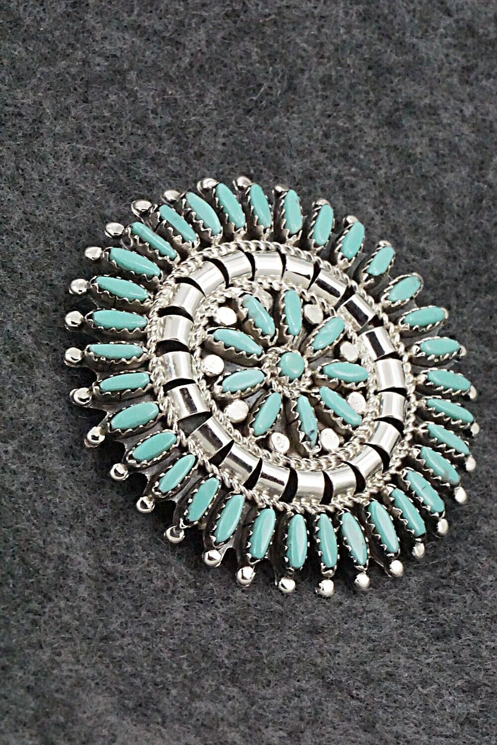 Turquoise & Sterling Silver Pendant/Pin - Nathaniel Nez