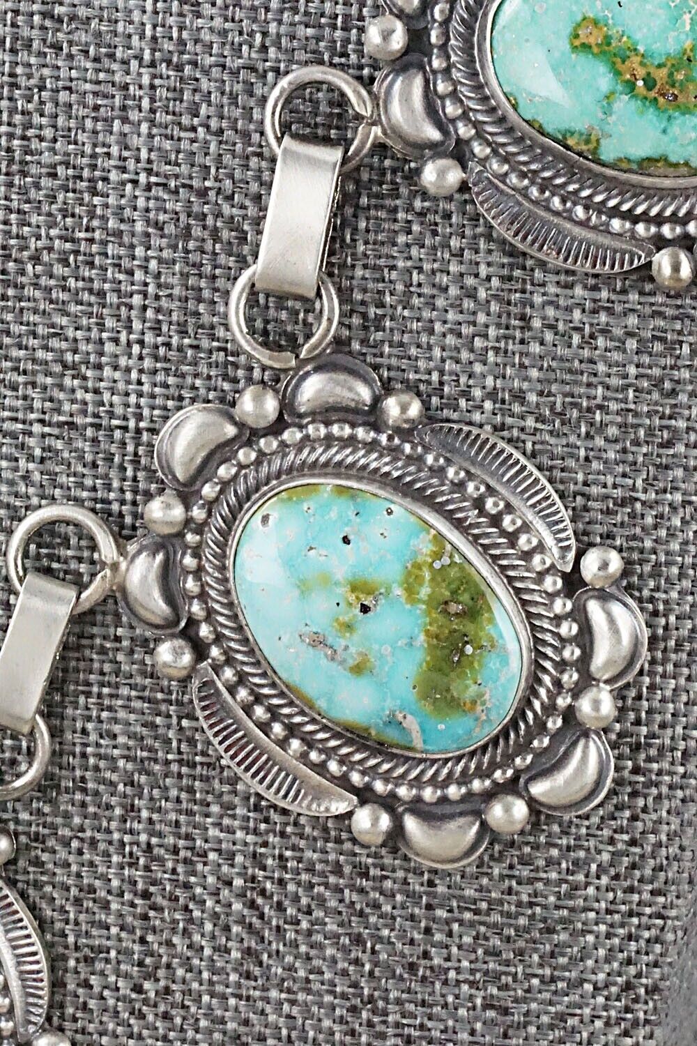 Turquoise & Sterling Silver Necklace and Earrings Set - Tom Lewis