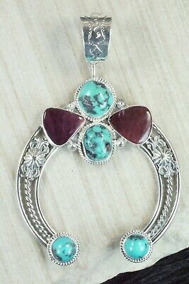 Turquoise, Spiny Oyster and Sterling Silver Pendant - Derrick Gordon