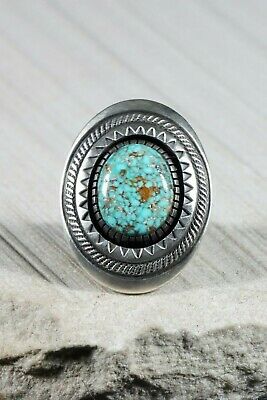 Navajo Turquoise and Sterling Silver Ring - Calvin Martinez - Size 8 - High Lonesome Trading
