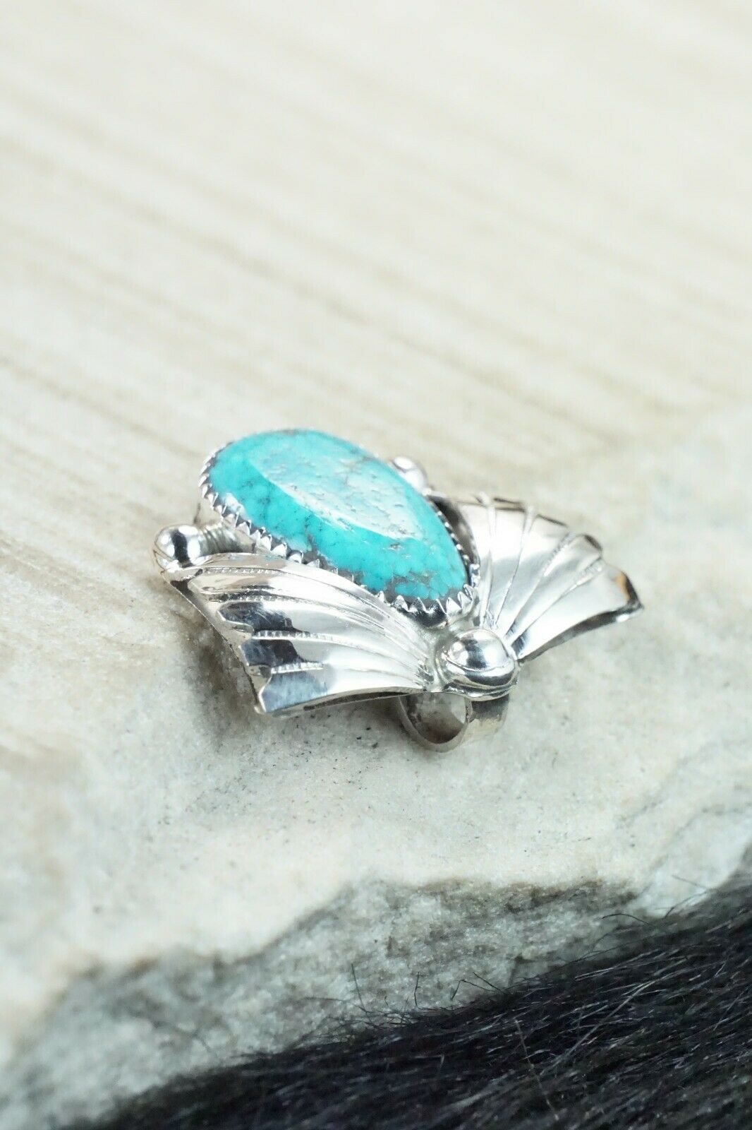 Turquoise & Sterling Silver Pendant - Lyolita Tsattie