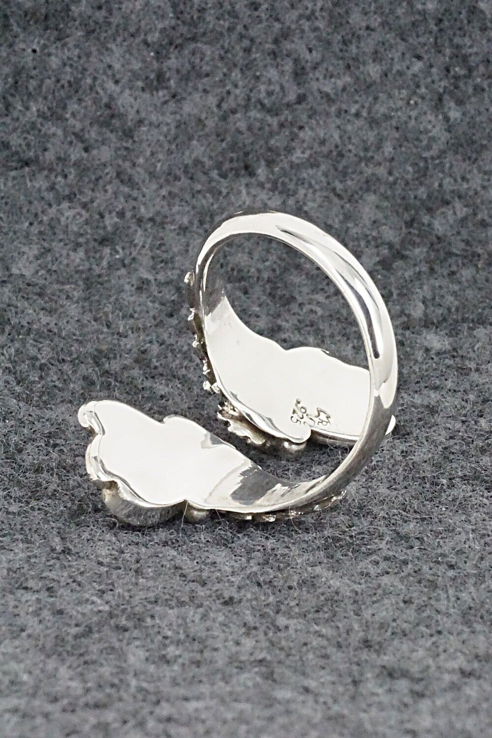 Coral and Sterling Silver Ring - Etta Belin - Size 8.5