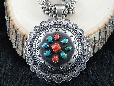 Navajo Silver & Spiny Oyster Necklace & Pendant - High Lonesome Trading