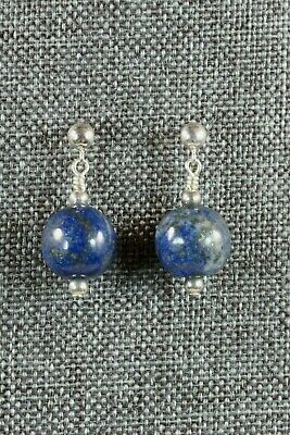 Navajo Lapis and Sterling Silver Earrings - Native American - High Lonesome Trading