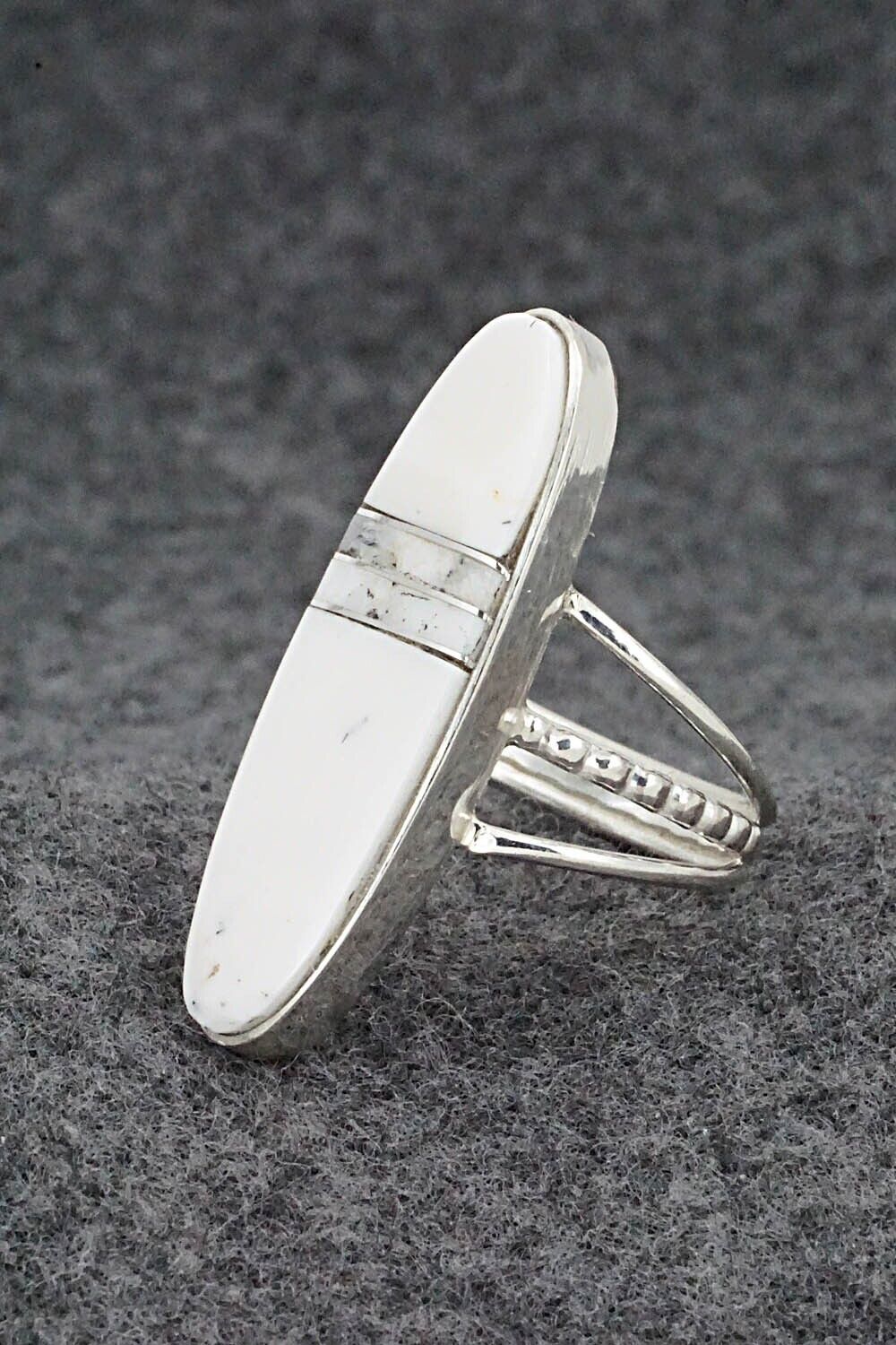 White Buffalo & Sterling Silver Ring - Harold Smith - Size 6.75