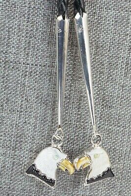 Jet, Mother of Pearl & Sterling Silver Bolo Tie - Navajo