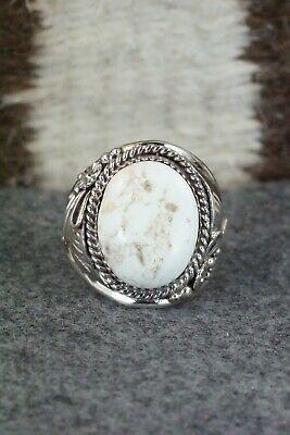 White Buffalo & Sterling Silver Ring - Leonard Spencer - Size 12 - High Lonesome Trading