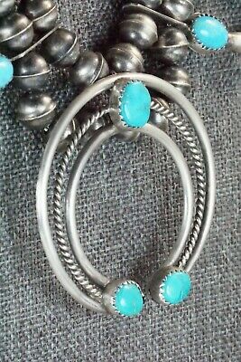 Turquoise & Sterling Silver Squash Blossom and Earrings - Leon Kirlie