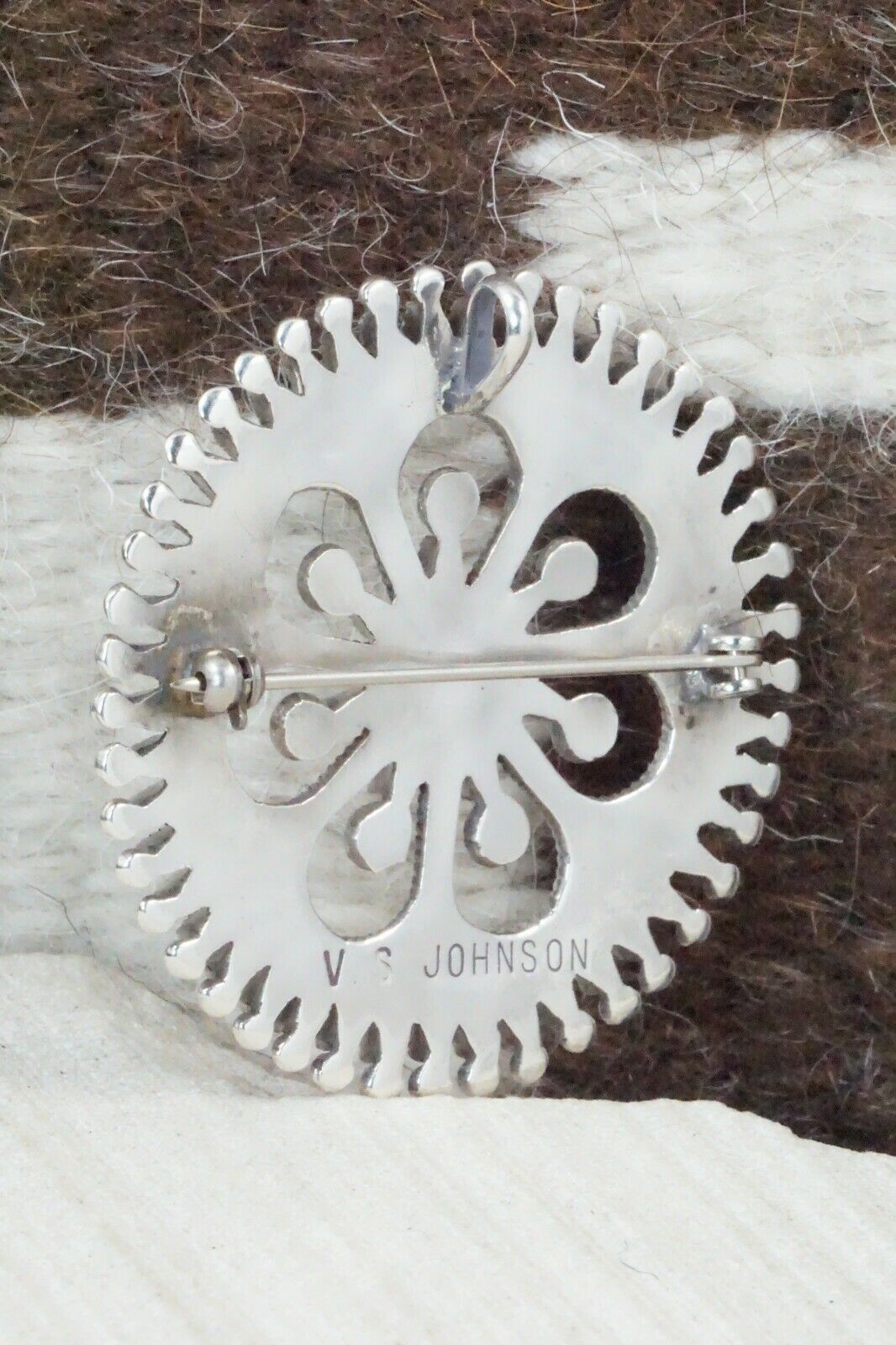 Turquoise & Sterling Silver Pendant / Pin - Vincent Johnson