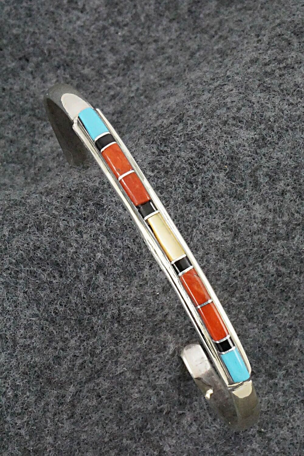 Multi Stone & Sterling Silver Inlay Bracelet - Roland Natachu