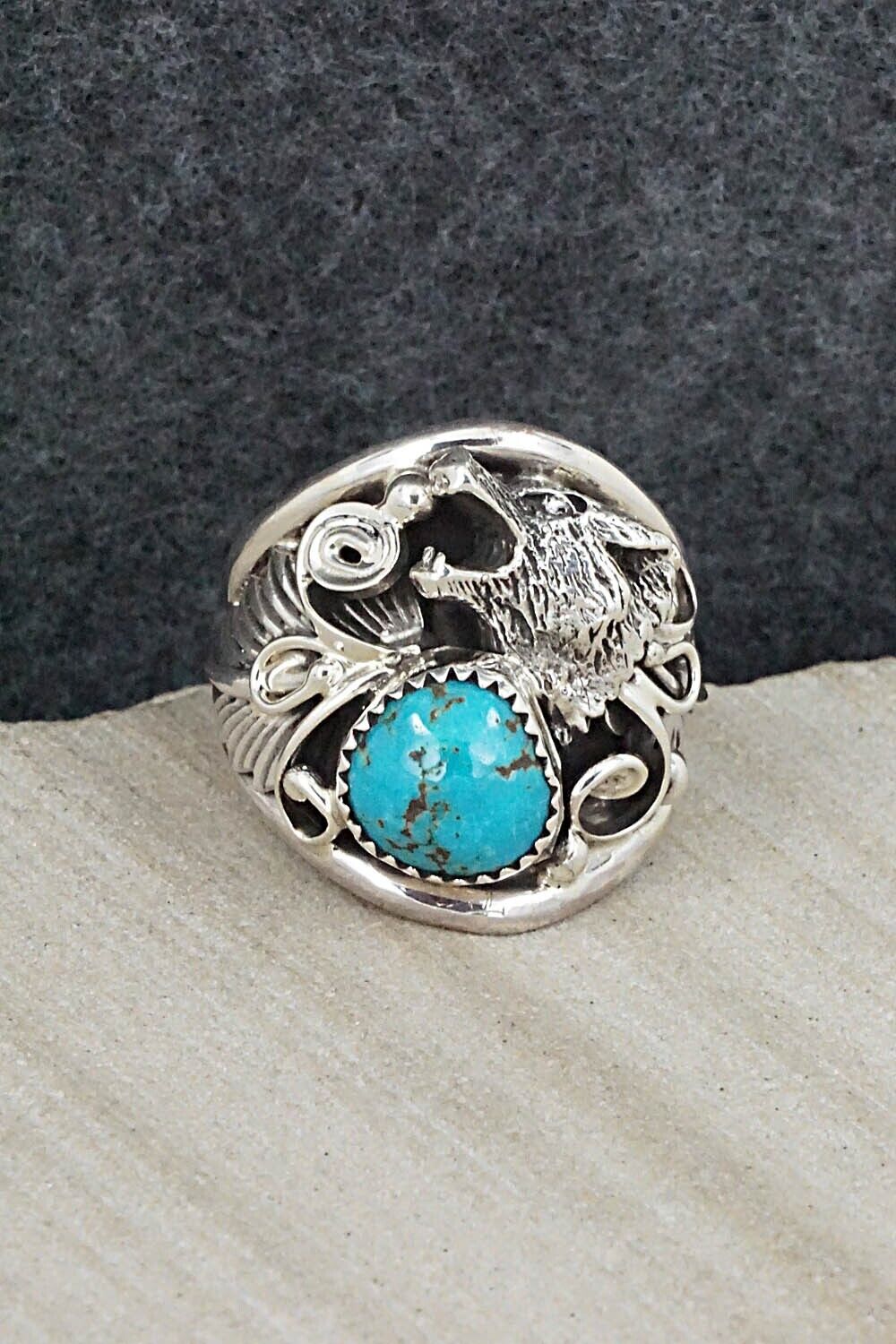 Turquoise & Sterling Silver Ring - Jeannette Saunders - Size 11.5