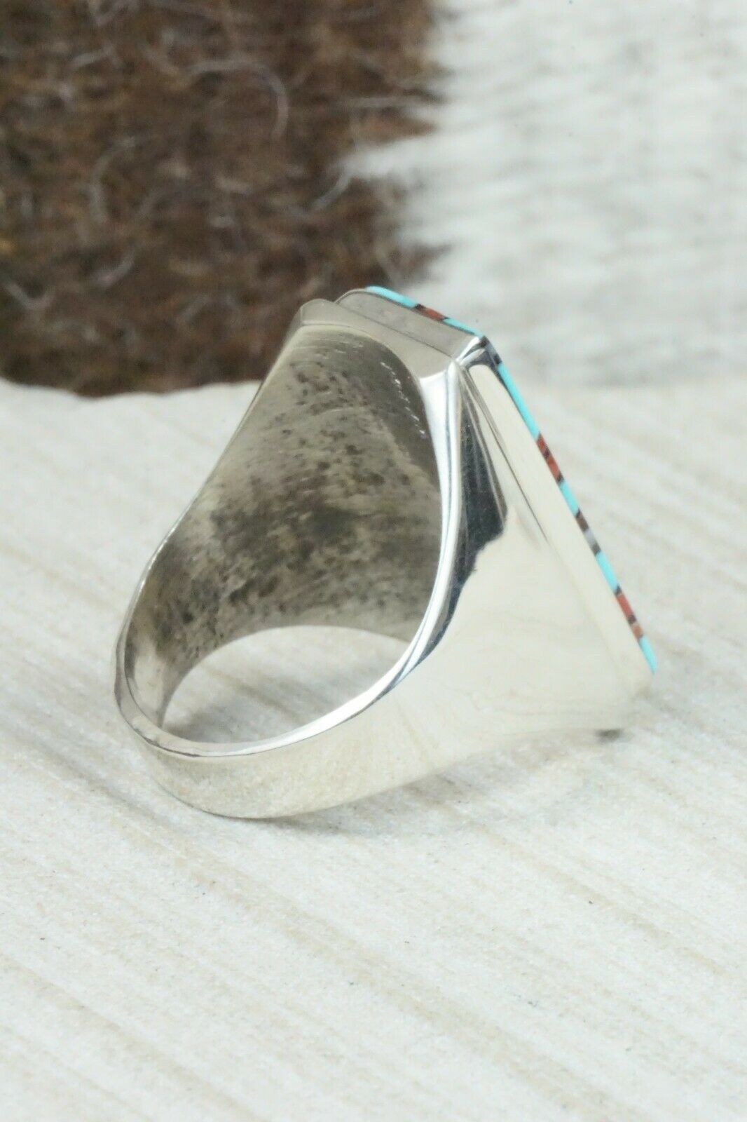 Multi Stone & Sterling Silver Ring - Herbert Kallestewa - Size 11.25