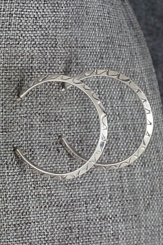 Sterling Silver Hoop Earrings - Elaine Tahe